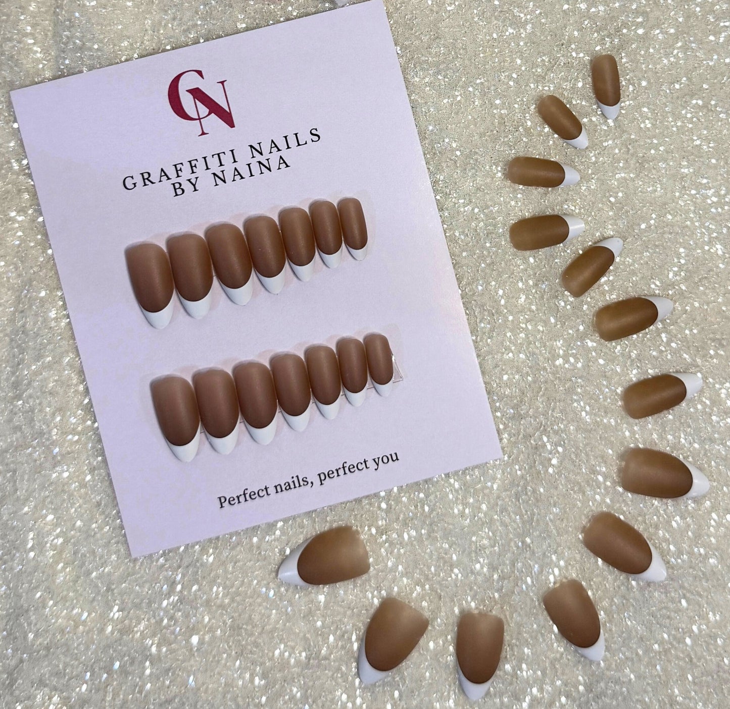GN014 - Mocha Nude French Press-On Nails | Luxury False Nails India